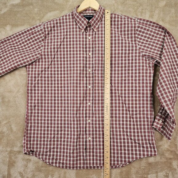 Lands' End Oxford Shirt Button-Down Red/White Plaid Men's Size XL/T 17 - 17.5 - Picture 5 of 10
